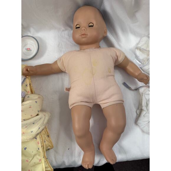 American Girl Bitty Baby w/ Backpack & Accessories Food Brown Hair Brown Eyes GS - Picture 5 of 10